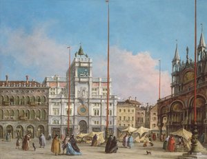 時計塔の方を向いているサンマルコ広場 作： Francesco Guardi